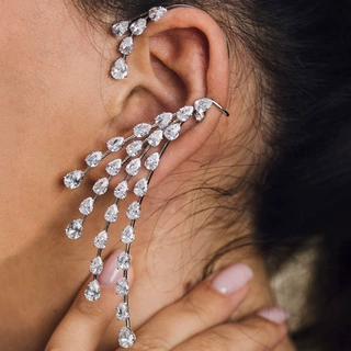 欧美热销锆石耳环 新娘流苏满钻气质超闪耳挂礼服配饰earrings