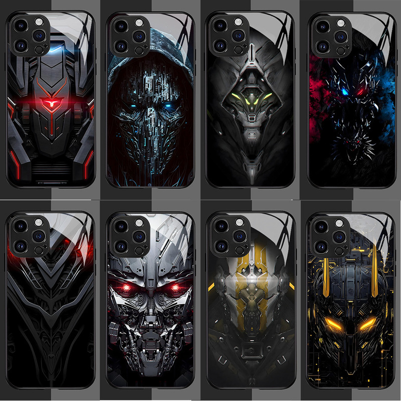 Cross-Border Best-Selling Cyber Mecha Helmet-Style Full-Cover Phone Case for iPhone 15, 17Pm Men's Cool Protective Case Cross-Border Best-Selling Cyber Mecha Helmet-Style Full-Cover Phone Case for iPhone 15, 17Pm Men's Cool Protective Case
