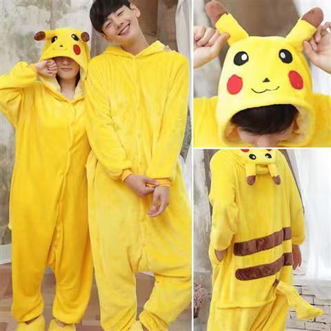 Women's autumn and winter cute cartoon one-piece Pikachu thickened warm coral fleece extended student homewear Women's autumn and winter cute cartoon one-piece Pikachu thickened warm coral fleece extended student homewear