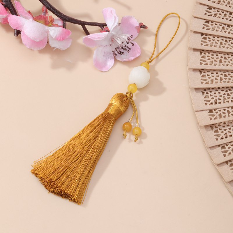 8cm三层莲花流苏手工diy手机吊穗车内吊坠包包挂件挂饰厂家批发款|undefined