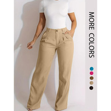 H 39317 Women's high waist straight pants Ůʿ����ֱͲ���п�