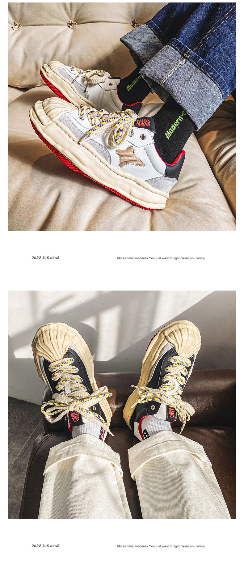 Neues Nischendesign: Sanyuan Kangyu Shell Head Dissolved Koreanische Sport- und Freizeit-Schnürschuhe mit dicker Sohle für Herren_voghion.com