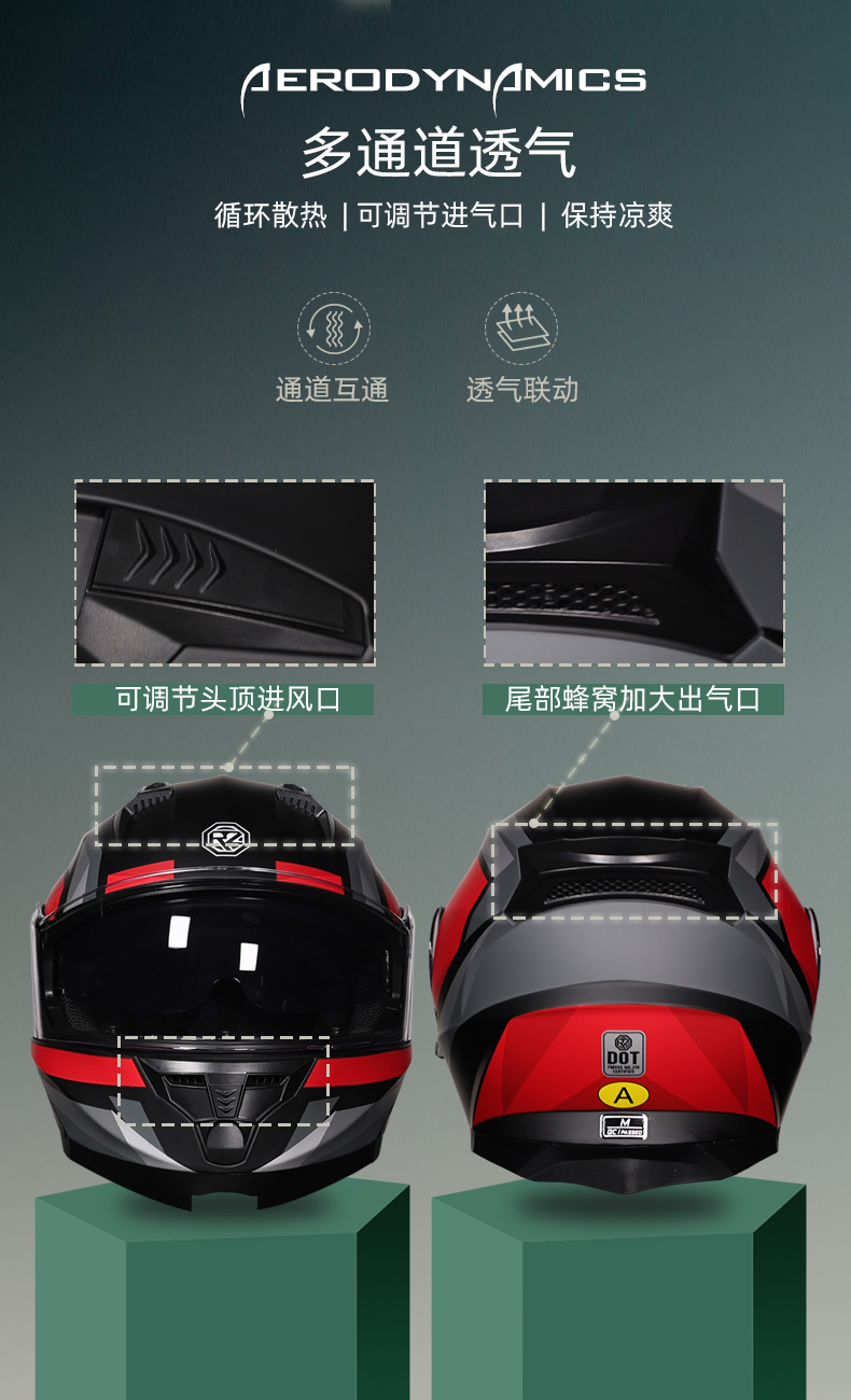 Orz Motorcycle Flip-Up Helmet Bluetooth Men Women Full/Half Face
