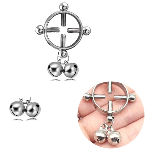  New Manufacturer Wholesale Stainless Steel Twist Screw Hanging Bell Breast Ring Sexy Personalized No-hole Piercing Chest Jewelry