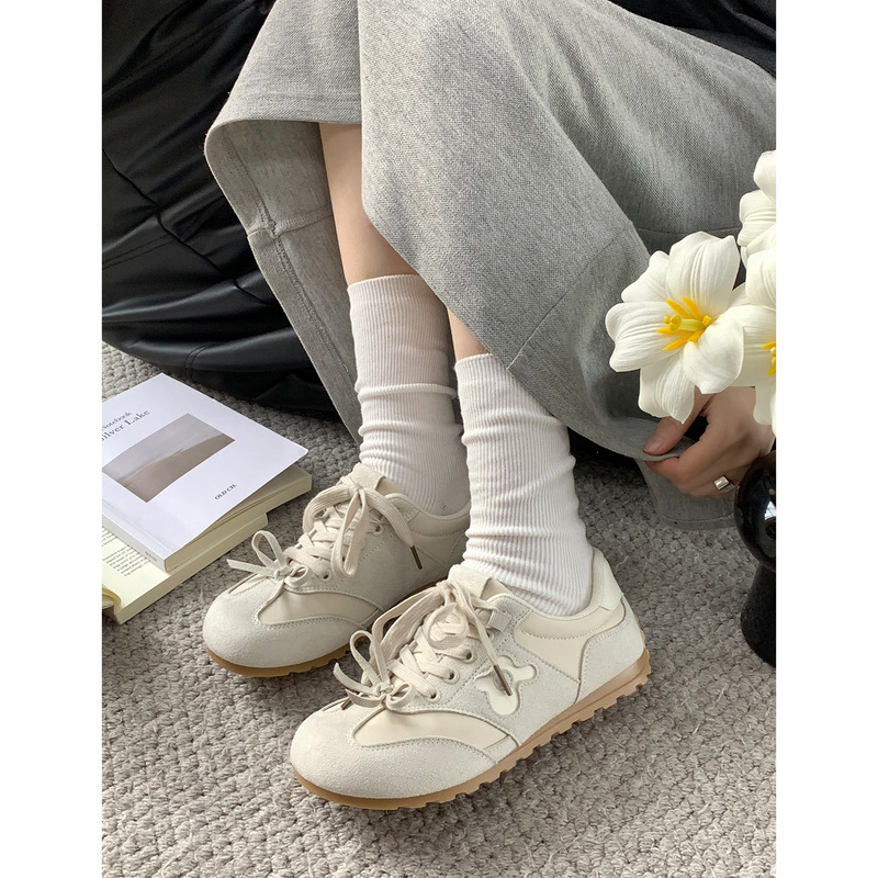 爆款百搭休闲小白鞋女2025新款秋季薄底板鞋运动鞋复古厚底德训鞋|undefined