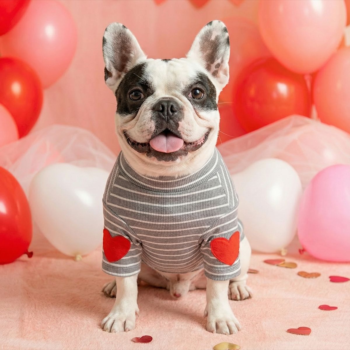 PETCIRCLE 애완동물 의류 소형 및 중형견용 애완용품 강아지 옷 하트 무늬 이너웨어