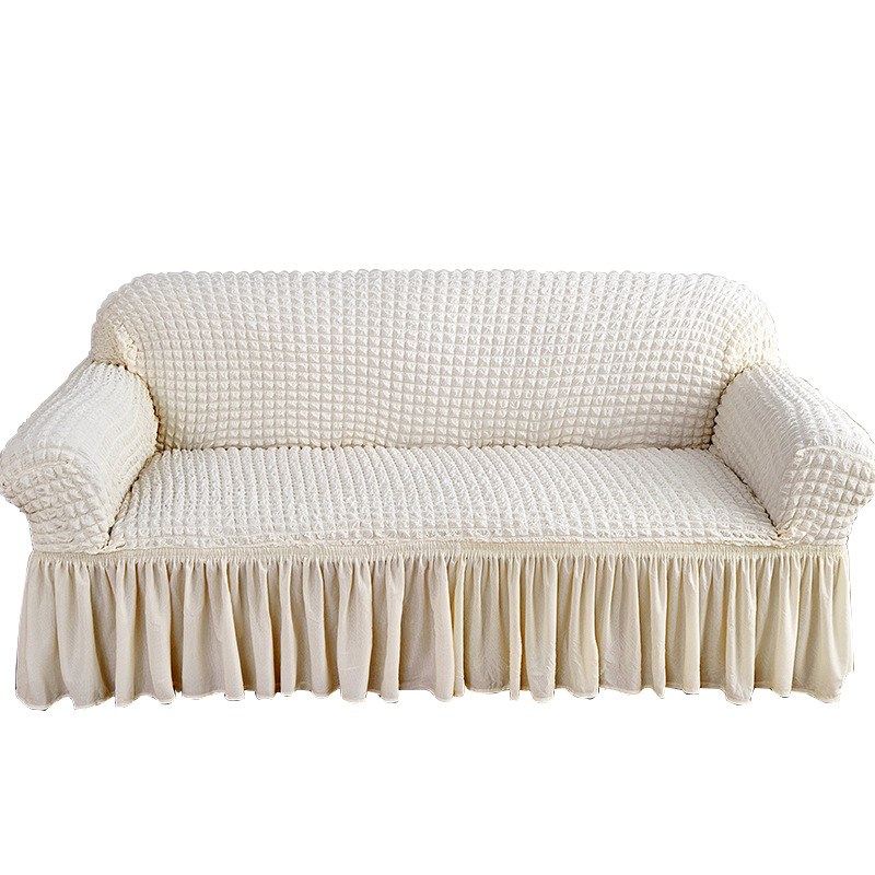 Cross-border Seersucker falda sofá cubierta combinación traje de color sólido todo incluido cubierta elástica sofá cubierta protectora cuatro estaciones Universal