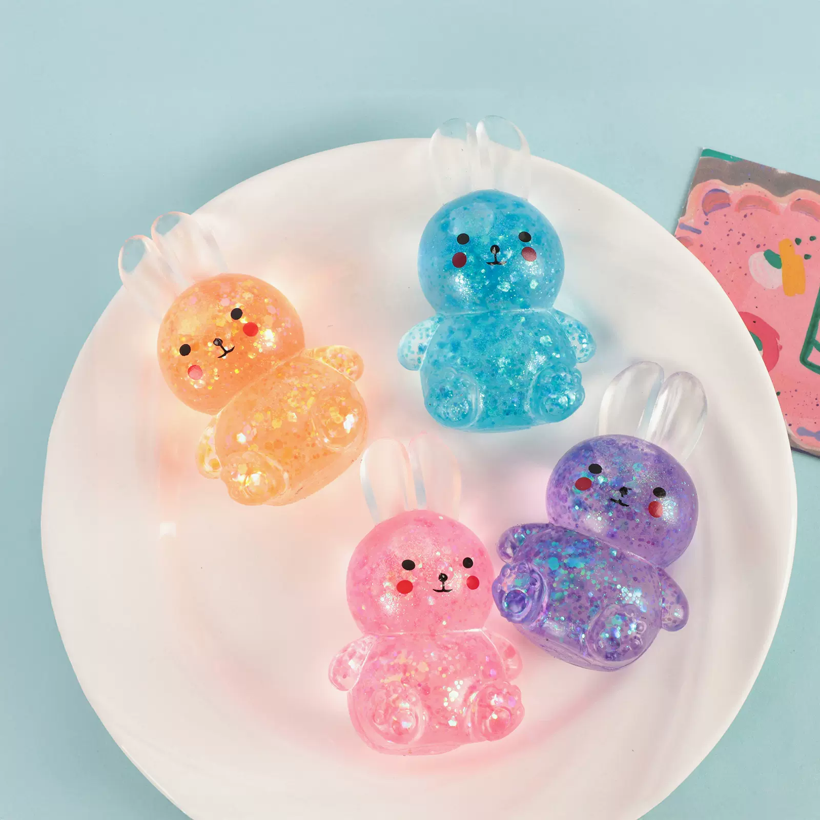 麦芽糖大耳兔子捏捏乐卡通高颜值水晶解压小玩具Needoh慢回弹减压