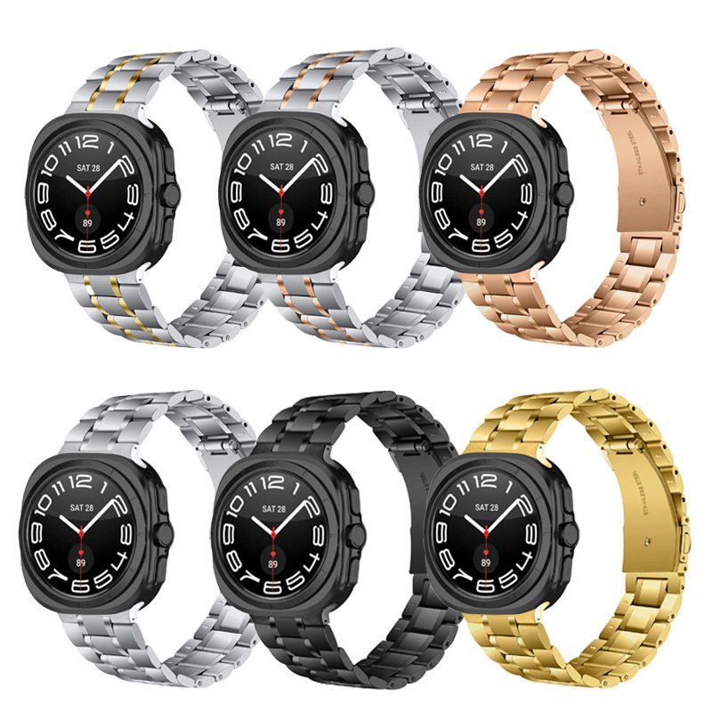 For Samsung watch7Ultra Five Beads Stainless Steel Strap Samsung Ultra Galaxy47MM Strap