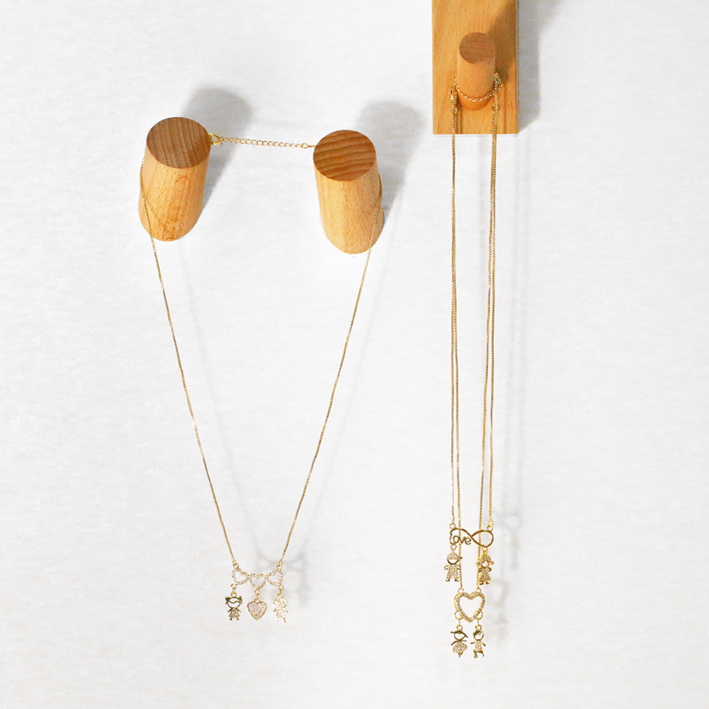 cartoon puppet heart zircon couple copper gold-plated inlaid zircon necklace