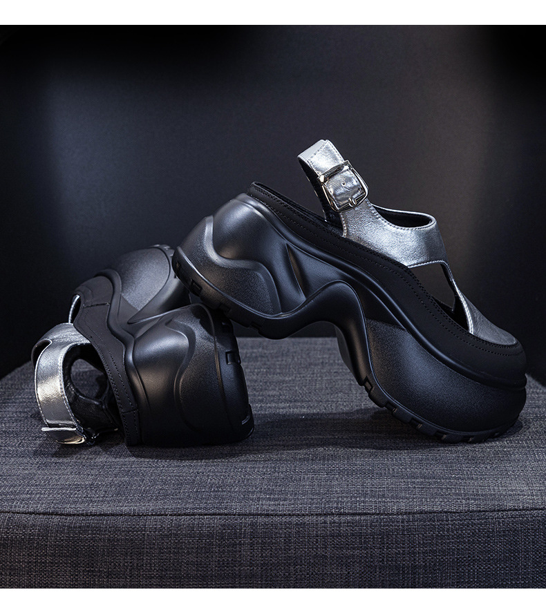 Sandal nữ đế dày mũi bít phong cách La Mã — M2897 xanh lá, M2897 bạc, M2897 màu mơ, M2897 màu da báo chi tiết 16