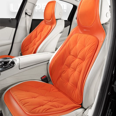 Car seat cushion winter: Universal seat cover - lava-orange-one-piece-double-seat-34constant-temperaturespace-velvet-80-velvet-content600-fluffiness-universal
