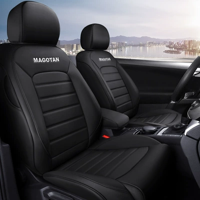 Suitable for Volkswagen Magotan, Can Be Used as an Intermediate Leather Fully Surrounded Seat Cover, Universal Five-Seater Car Seat Cushion for All Seasons (Modelə uyğun (Original) oturacaq örtükləri) - classic-black-standard-edition-wear-resistant-leather