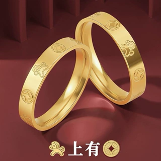 铜合金仿真金马上有钱花戒指男女小众高级感生肖马本命年指环配饰