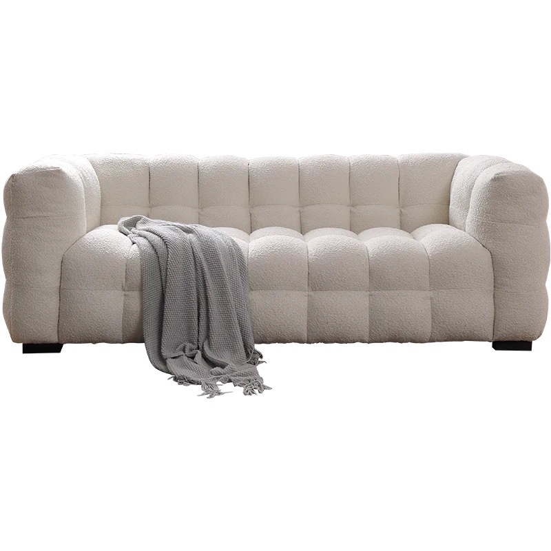 Fábrica de venta directa de algodón de viento de crema sofá pequeño tipo de casa tela de sala de estar doble triple cordero línea recta perezoso pequeño