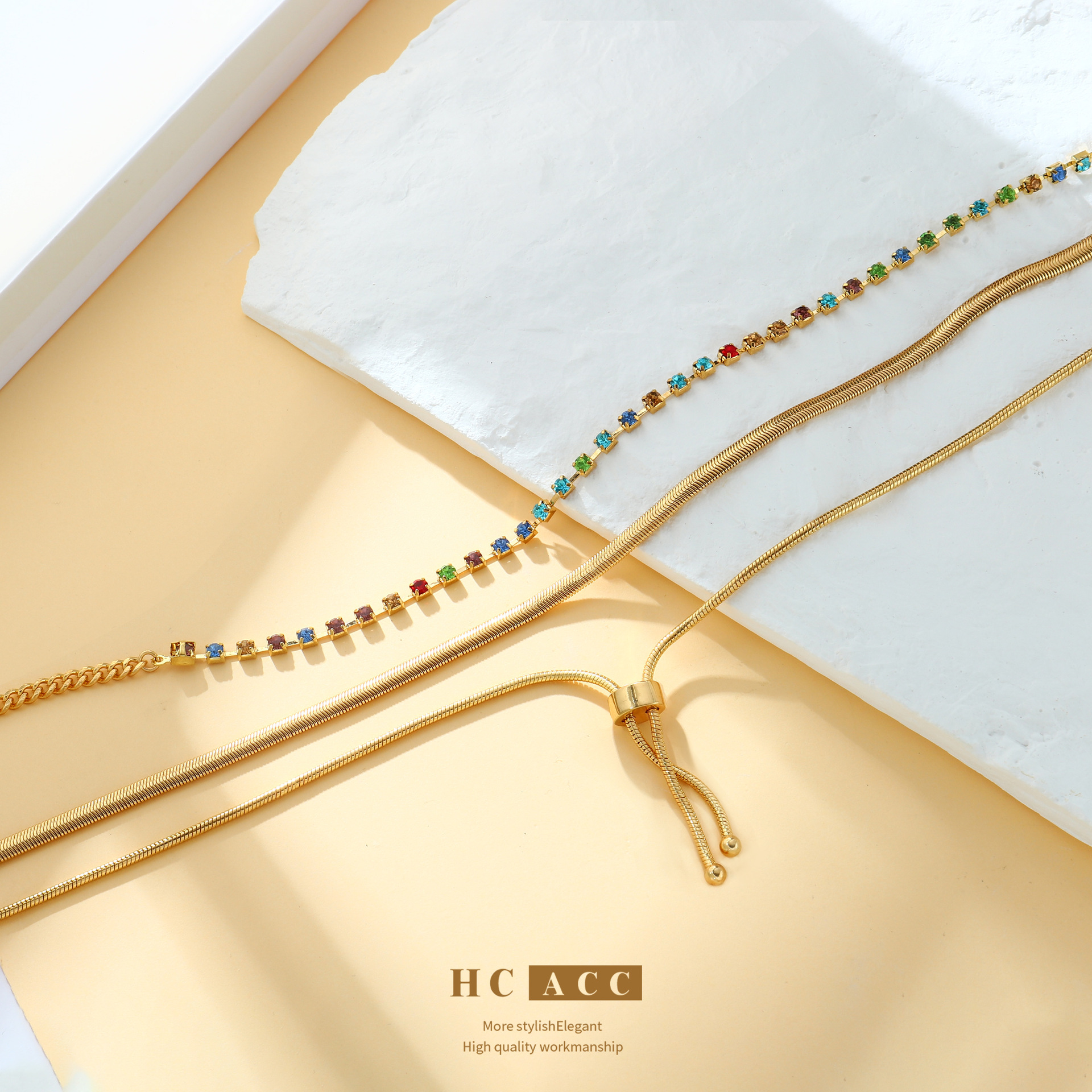 european-and-american-ins-fashion-multi-layer-micro-inlaid-color-diamond-light-luxury-high-end-necklace-chain-simple-niche-design-snake-bone-chain
