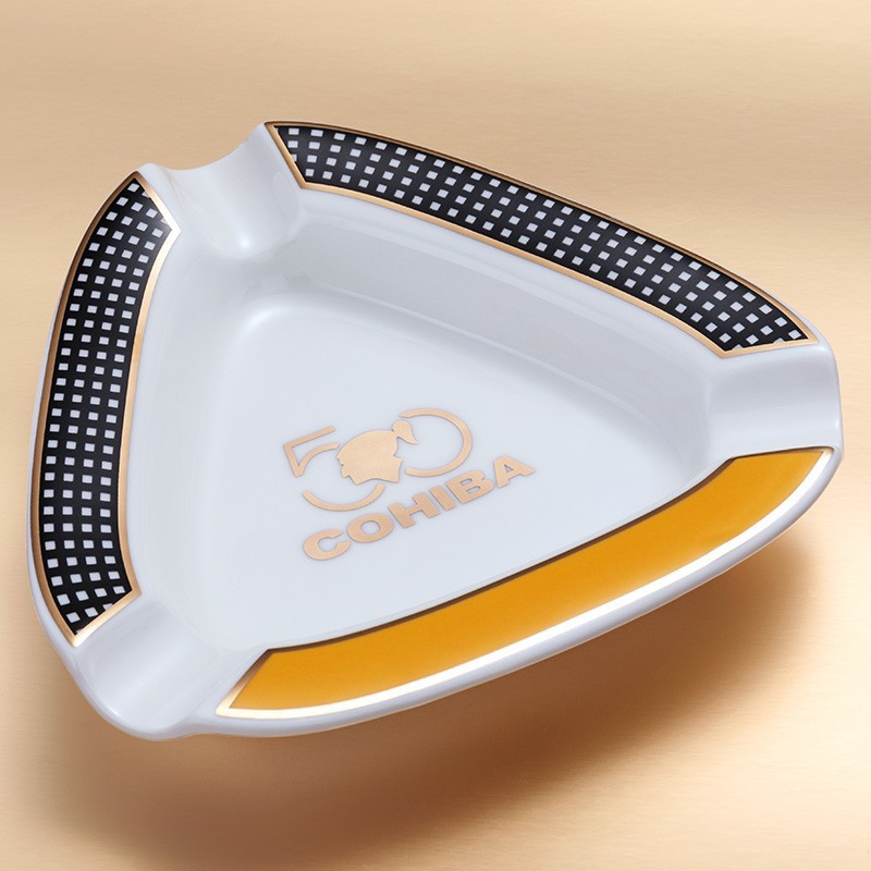 (2개) 시가 재떨이 세라믹 큰 직경 3 팩 시가 슬롯 유럽식 거실 장식 선물 상자 쿠바 시가 재