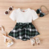 Summer bodysuit girl's, set, children's clothing, European style, with short sleeve
