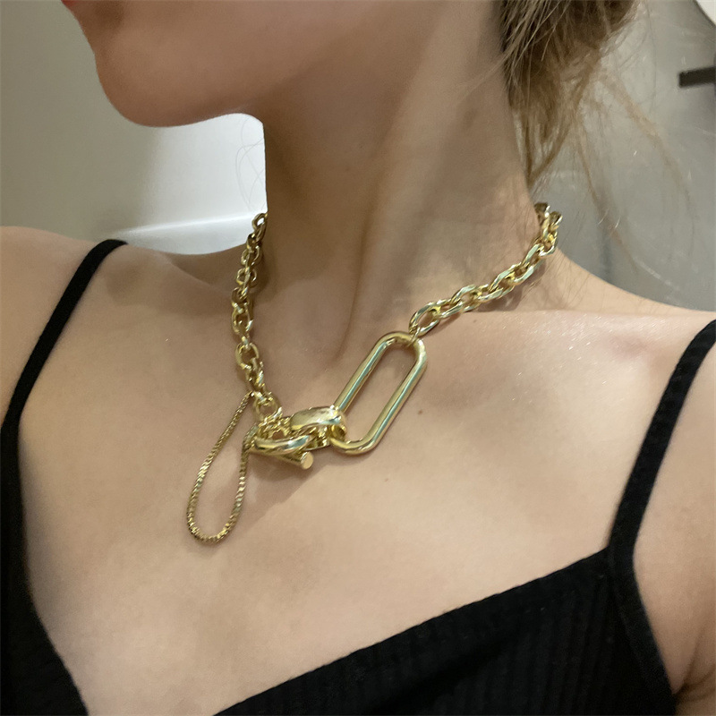 Fashion Thick Chain Geometric Necklace Bracelet Wholesale display picture 13