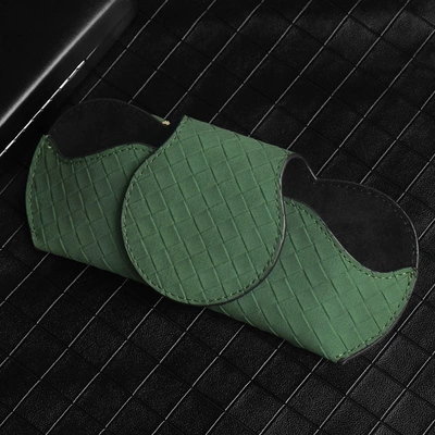 Car Plaid Leather Glasses Clip Car Creative Sunshade Glasses Case Car Interior Supplies (Car Glasses Clip/Bill Clip) - green