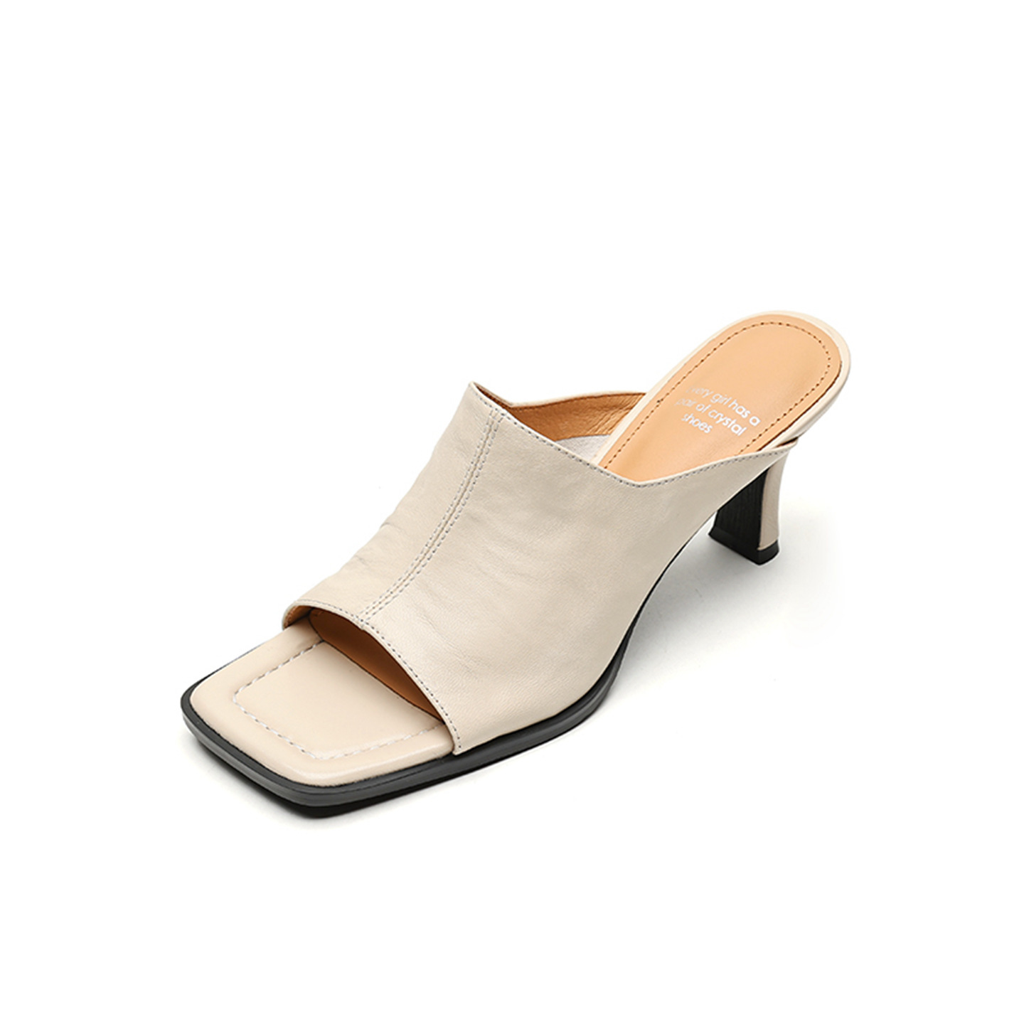 Sandal cao gót nữ hở mũi quai ngang da dê gót 7 cm kiểu Hàn Quốc — đen chi tiết 28