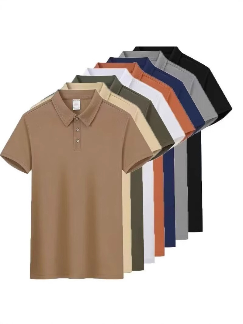 New Short-Sleeved Polo Shirt Men's Summer Korean Style Slim Pure Color Lapel T-Shirt Youth Casual Half-Sleeved Bottoming Shirt