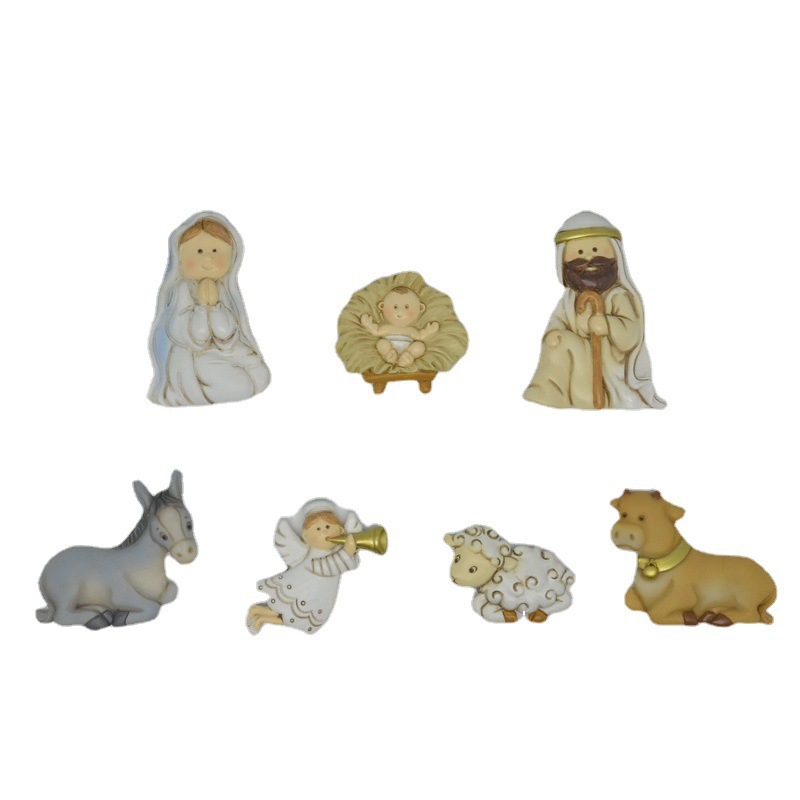Transfronterizo de Amazon Pascua religiosa pesebre decoración refrigerador pegatinas hogar estantería resina decoración Navidad