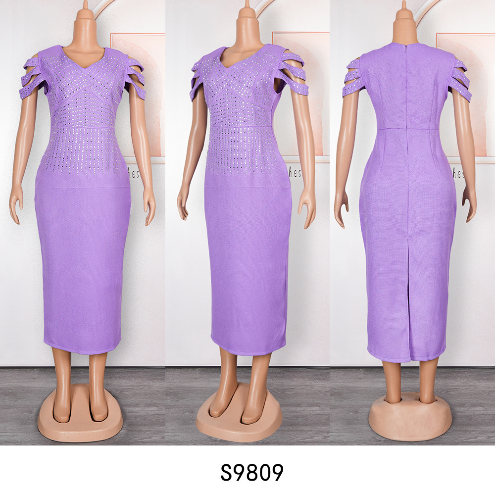 Damenbekleidung V-Ausschnitt sexy Bankettkleid in Übergröße Damenbekleidung heißes Diamant-Kleid mit kleinem Duft_voghion.com