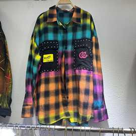 2025秋冬新款印花格子衬衫长袖拼接休闲时尚青春减龄宽松大码女装