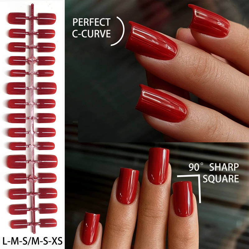 Cross-Border Short Press-On Nails, Square-Shaped European and American Style Wearable Nails, Press-On Nails, Square-Tipped Fake Nails