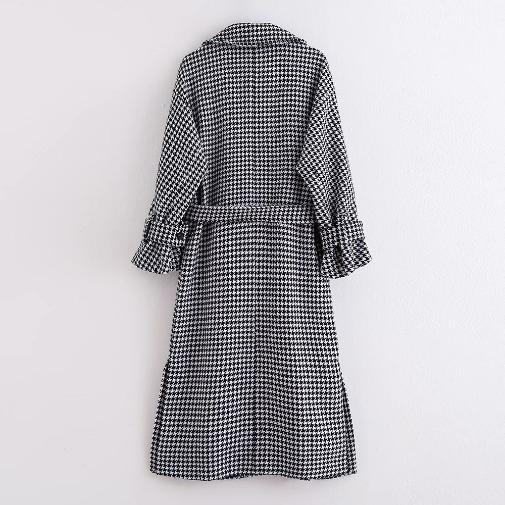 houndstooth woolen jacket nihaostyles clothing wholesale NSAM82631