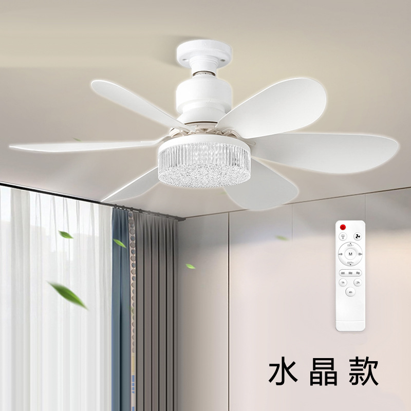 六叶白色叶片水晶罩E27风扇灯5
