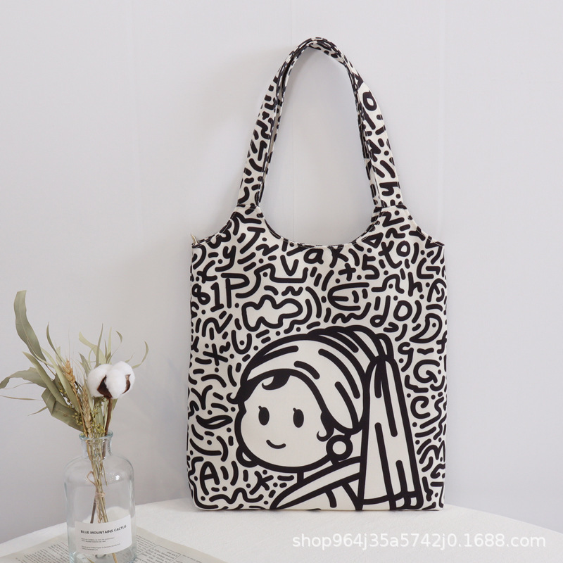 2025新款批发原创帆布包女小众复古手提袋大容量单肩包学生上课潮