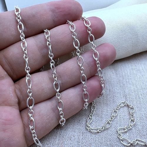 s925 sterling silver calendered cross chain O-shaped chain DIY accessories chain tail necklace bracelet sweater chain semi-finished chain