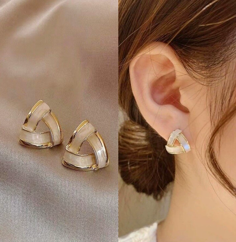 Asymmetrical Pearl Earrings, Silver 925 Posts, Universal Studs — Simple Elegant Design