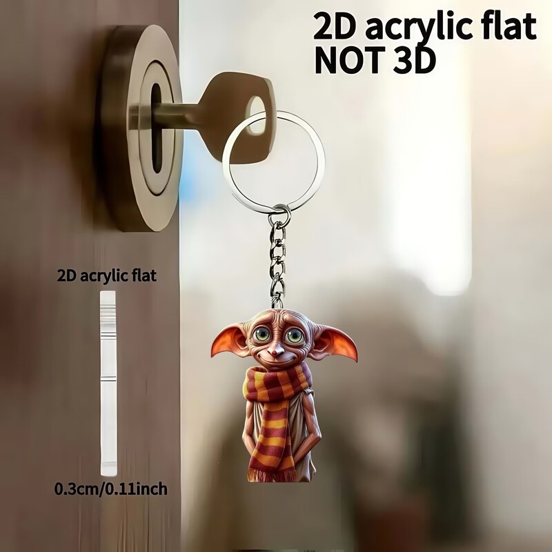 2D Flat Keychain Harry Potter Dobby The House Pet Wearing A Scarf Acrylic Car Ornament Graduation Gift 2D Flat Keychain Harry Potter Dobby The House Pet Wearing A Scarf Acrylic Car Ornament Graduation Gift