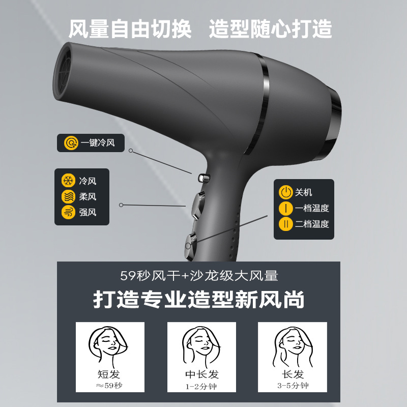 Secador de Pelo Profesional de Alta Potencia, Material PVC, Cuidado a Temperatura Constante, para Peluquería