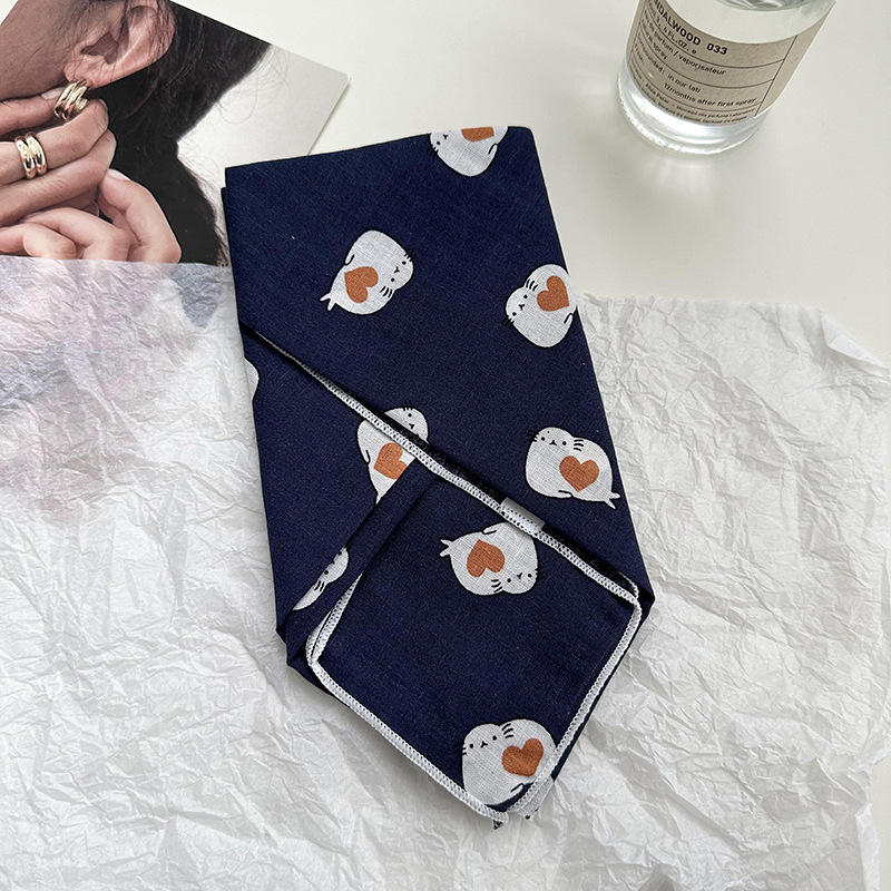 55 bufanda de seda, cinturón para el cabello, algodón y lino, bufanda cuadrada pequeña, arte coreano, moda de todo fósforo, primavera y otoño, nueva bufanda de temperamento, bufanda