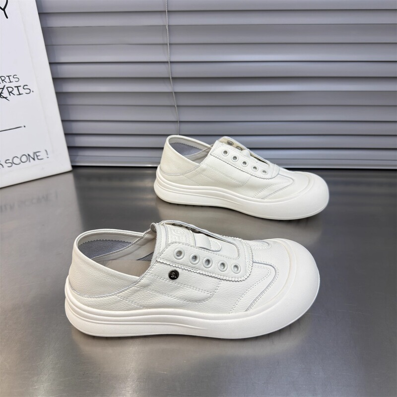 Cowhide Version ~ White Shoes for Women, Soft-Soled Ugly Shoes, 2025 New Versatile Thick-Soled Lazy Casual Sneakers