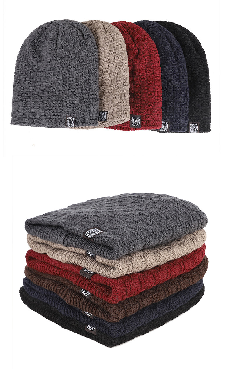 Unisex Winter men's personality tiger head pattern cloth label knitted hat outdoor warm and winterproof woolen hat_voghion.com