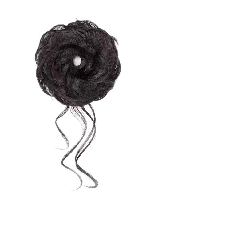 Wig Meatball Head Dragon Whisk Hair Ring Simulation Hair Volume Natural Fluffy Dirin Flower Bute Lazy Hair Headwear