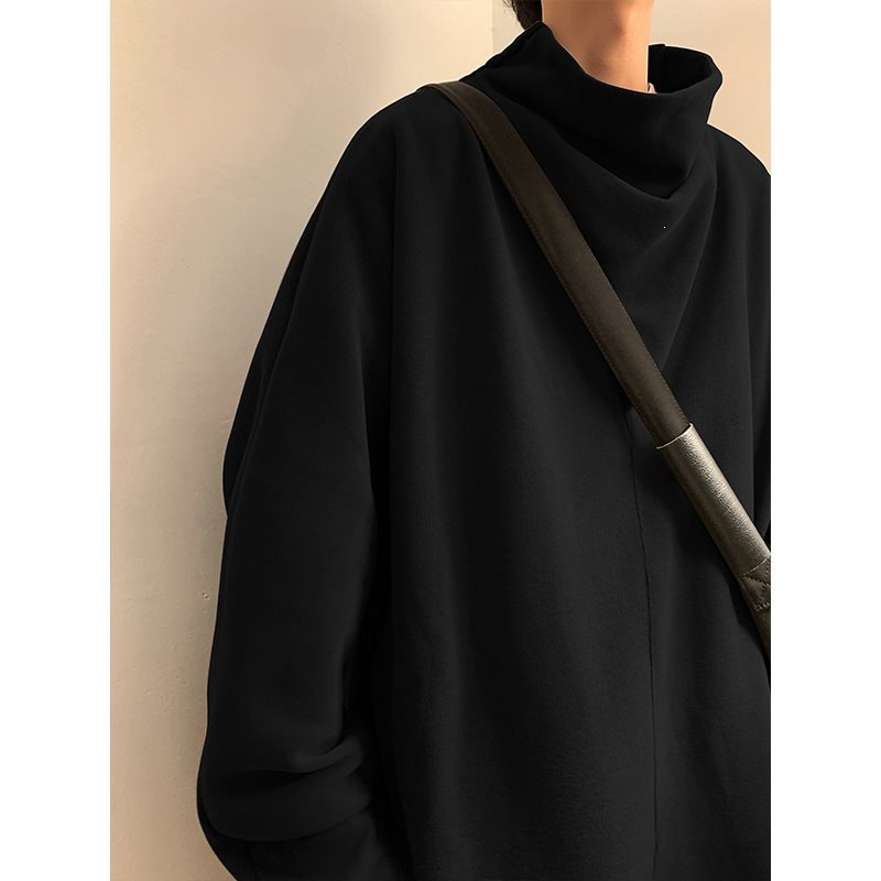 Chinese style sweatshirt, German fleece base layer, double-sided fleece, high collar, long sleeve, niche T-shirt, men's T10-P65, control 88