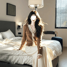 秋装新款女装2025爆款法式高级感时尚针织开衫气质休闲裤子两件套