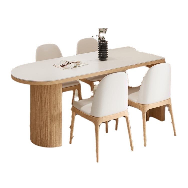 Madera moderna y simple crema de madera semi-círculo nórdica mesa de comedor de madera maciza mesa de pared doméstica pequeña