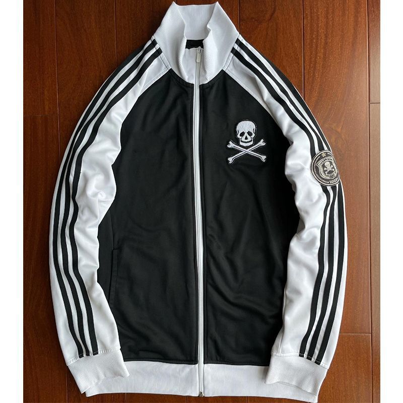 Japanese Brand American Retro Vintage Gothic Punk Skull Black and White Spring & Fall Y2K Stand Collar Raglan Jacket Japanese Brand American Retro Vintage Gothic Punk Skull Black and White Spring & Fall Y2K Stand Collar Raglan Jacket