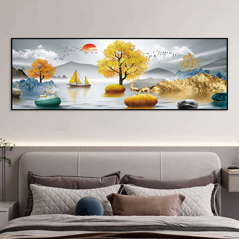 寝室のベッドサイドの絵画自己粘着壁ステッカーホテル B&B リビングルームのソファの背景の壁の装飾絵画壁紙ステッカー|undefined