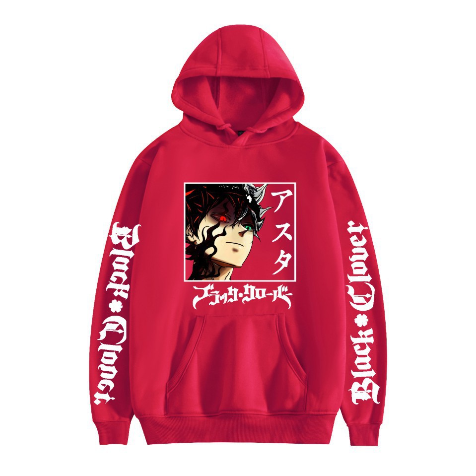 Nuevo estilo transfronterizo popular popular japonés riman black de cuatro hojas-Black Clover más suéter con capucha de terciopelo para mujer