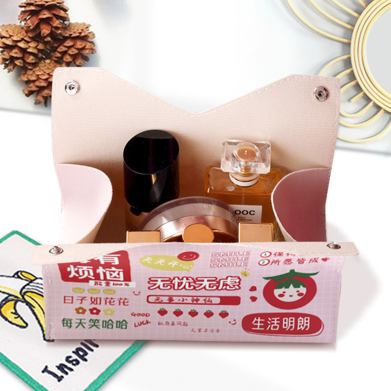 Nuevo estilo bolsa de tejido pequeño fresco lindo tejido caja hogar sala de estar tejido caja coche bolsa de almacenamiento de tejido pu