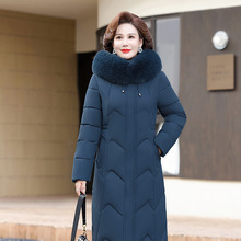 品牌冬装同款棉袄高级质感中长款过膝妈妈外套女高档洋气毛领棉衣