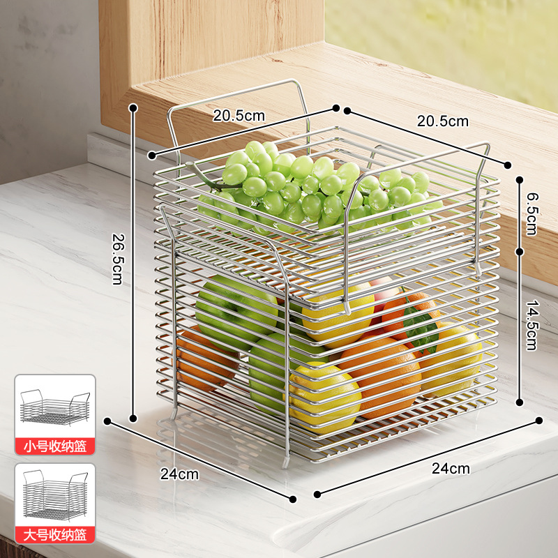 304 ステンレス鋼の収納バスケットは、キッチンの果物と野菜の収納ラック、野菜バスケット、カウンタートップの収納バスケットとして積み重ねることができます。